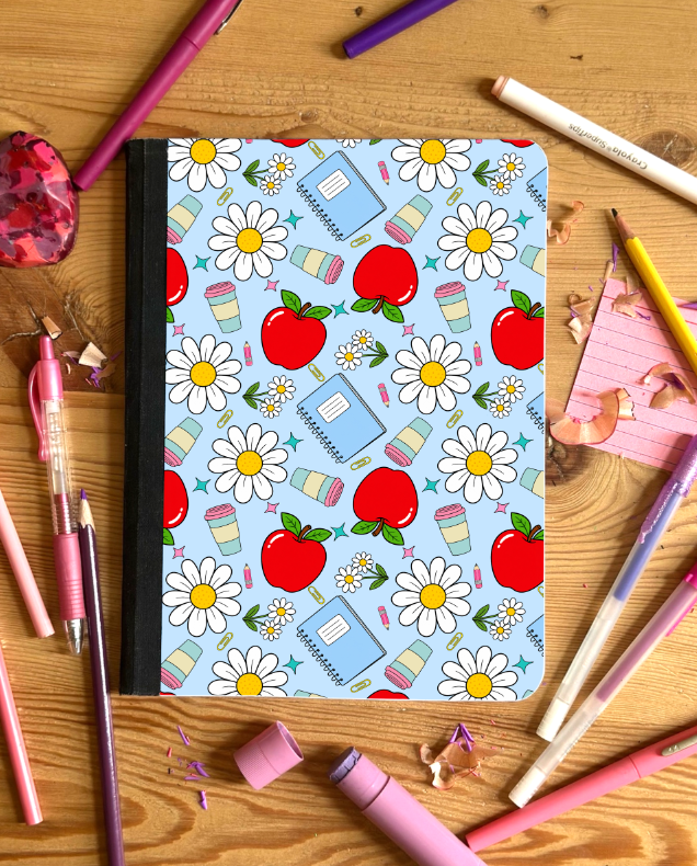 DAISY SCHOOL PAPER SET - INCLUDES 12 X 12 SEAMLESS, COMPOSITION COVER, 20 OZ TUMBLER WRAP AND BOOKMARK FILE