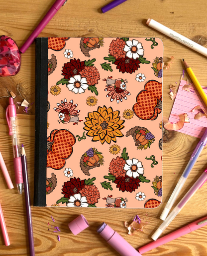 FLOWERY FALL PAPER SET - INCLUDES 12 X 12 SEAMLESS, COMPOSITION COVER, 20 OZ TUMBLER WRAP AND BOOKMARK FILE