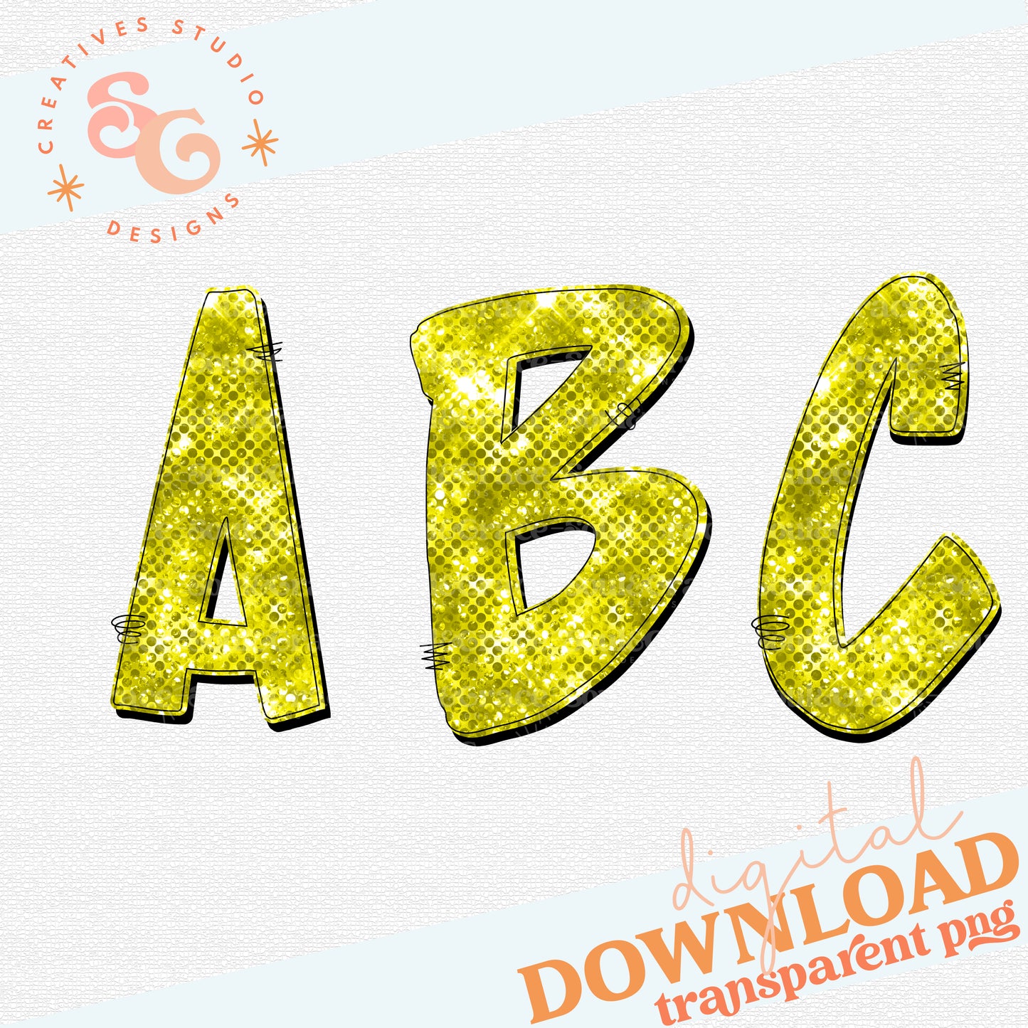 Yellow Sparkle Alphabet