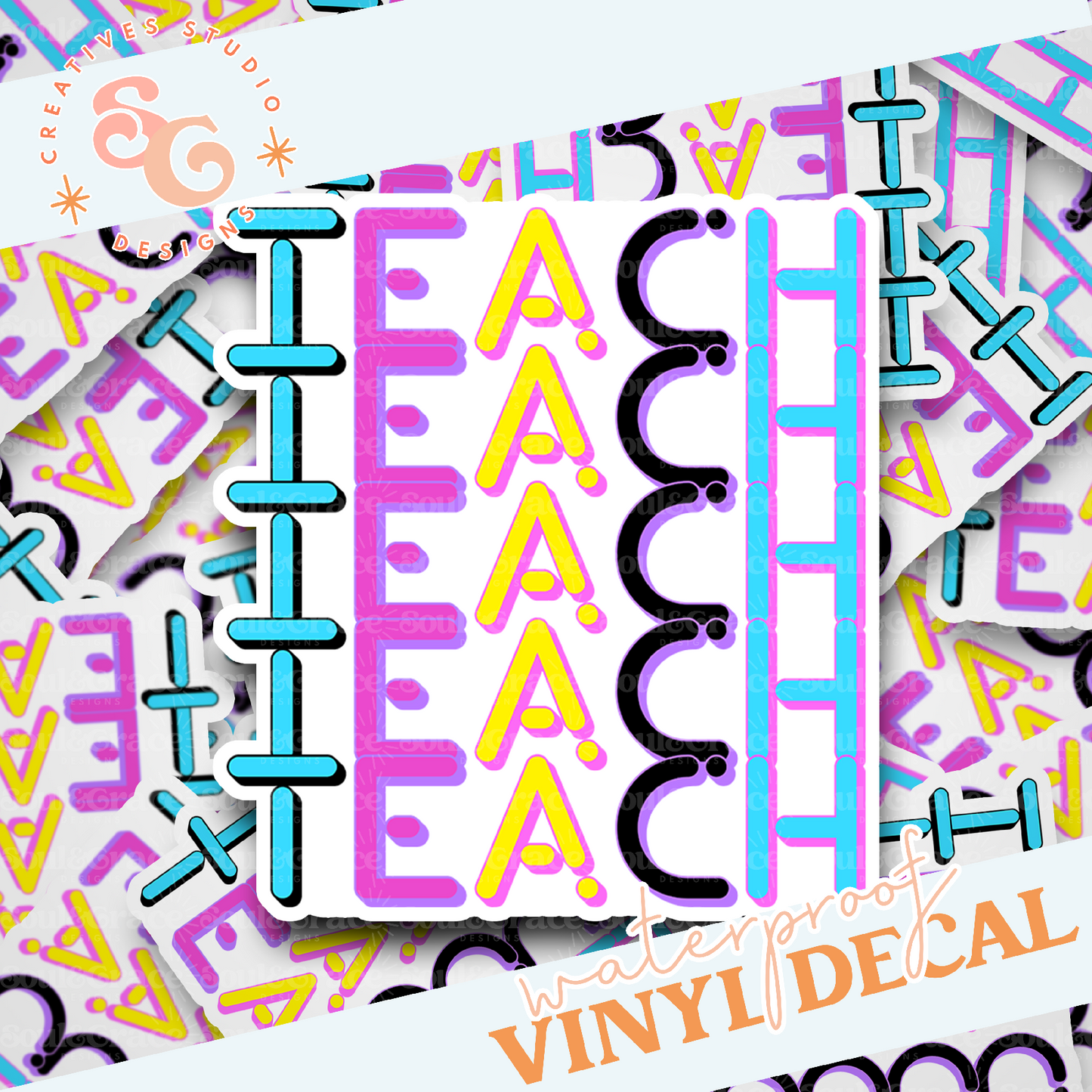 Spirit Pop Teach Stacked Vinyl Decal