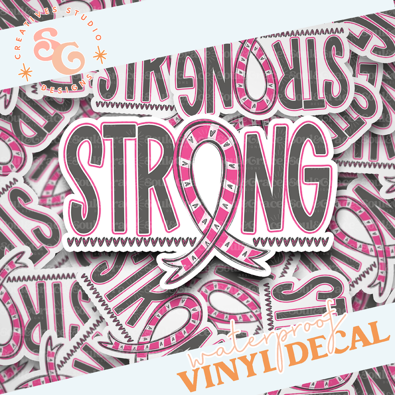 Strong Awareness Ribbon PINK Vinyl Decal – Soul & Grace Designs