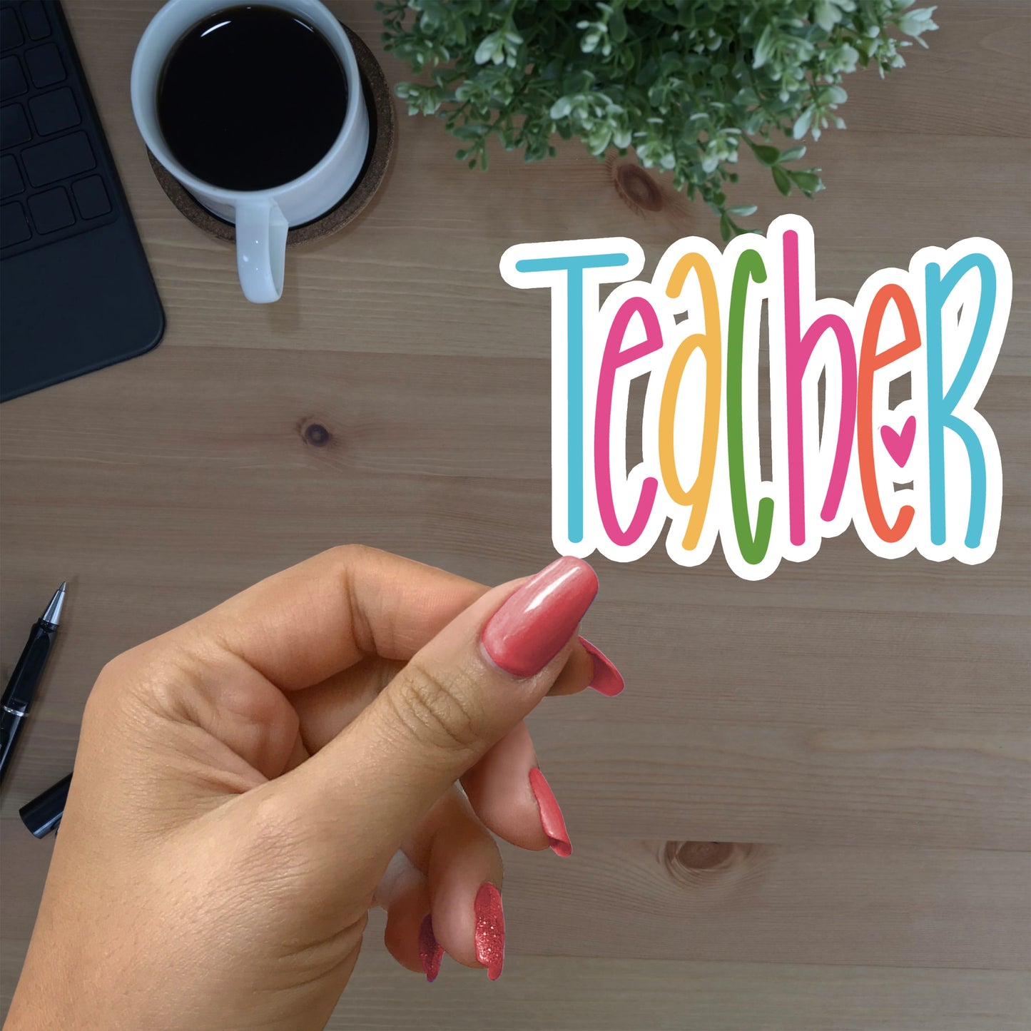 TEACHER BRIGHT LETTERING STICKER VINYL DECAL