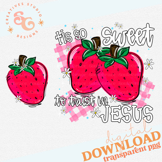 TIS SO SWEET TO TRUST IN JESUS - WHITE PRINT - POCKET INCLUDED