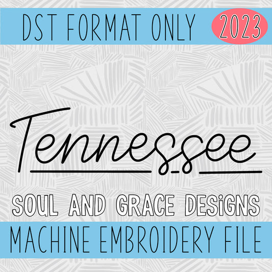 Handwritten Tennessee Machine Embroidery Design [DST]