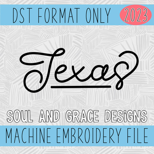 Handwritten Texas Machine Embroidery Design [DST]