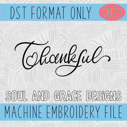 Handwritten Thankful Machine Embroidery Design [DST]