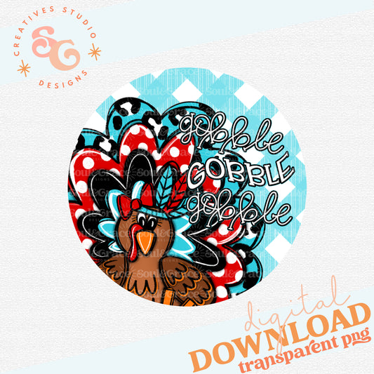 Thanksgiving Turkey Gobble Gobble Gobble Door Hanger