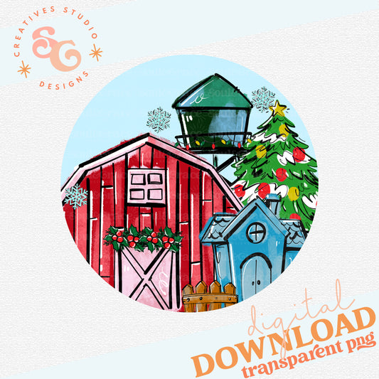 TRADITIONAL CHRISTMAS HOMETOWN ORNAMENT -BARN VERSION