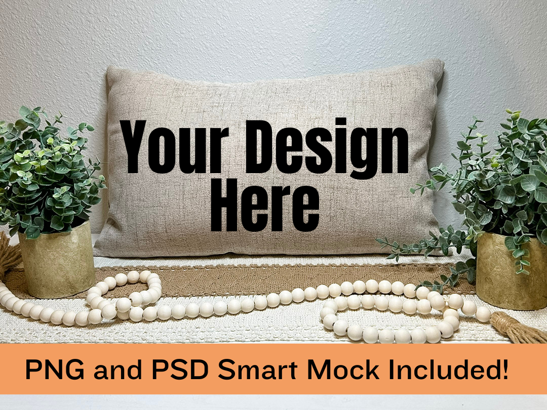 Khaki Horizontal Pillow Mock Up and PSD File