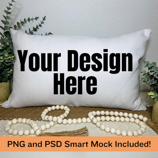 White Horizontal Pillow Mock Up and PSD File