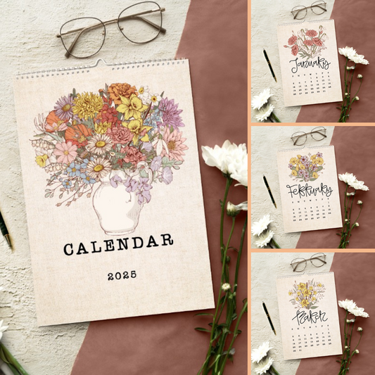 2025 Printable Calendar | Vintage Floral Design