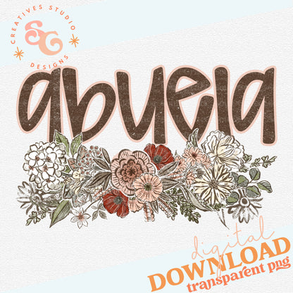 VINTAGE FLORAL NAMES ABUELA