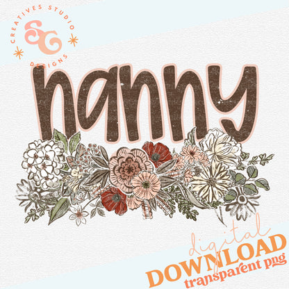 VINTAGE FLORAL NAMES NANNY