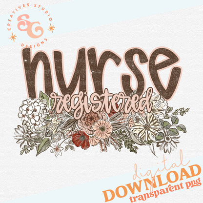 VINTAGE FLORAL NAMES REGISTERED NURSE