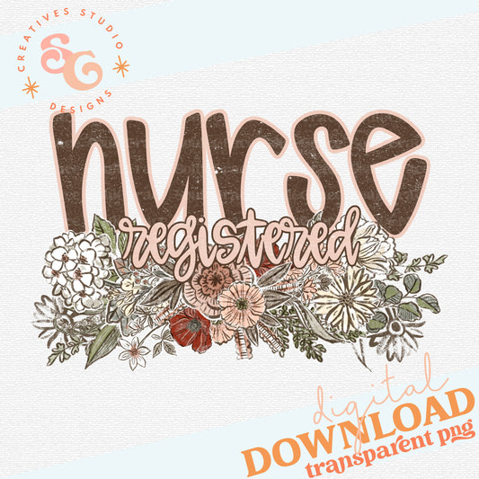 VINTAGE FLORAL NAMES REGISTERED NURSE