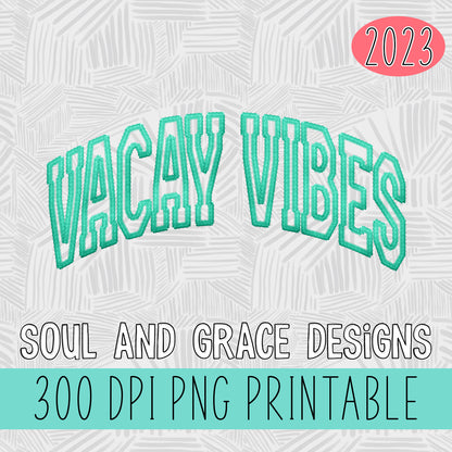 Vacay Vibes Faux Embroidery Stitch [PNG]
