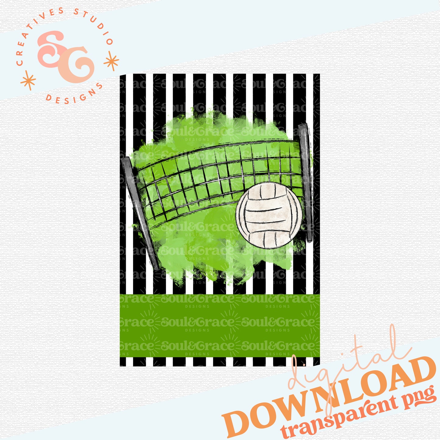 Volleyball Garden Flag Yard Sign - Green