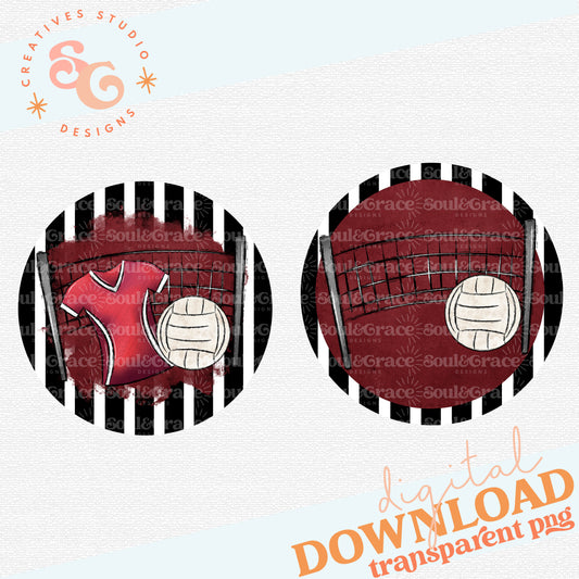 Volleyball Bag Tag - Door Hanger - Ornament - Maroon