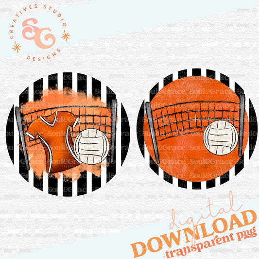 Volleyball Bag Tag - Door Hanger - Ornament - Orange