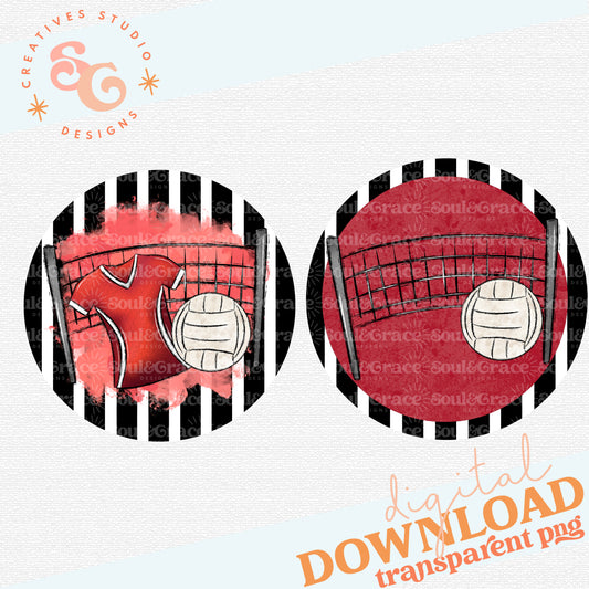 Volleyball Bag Tag - Door Hanger - Ornament - Red