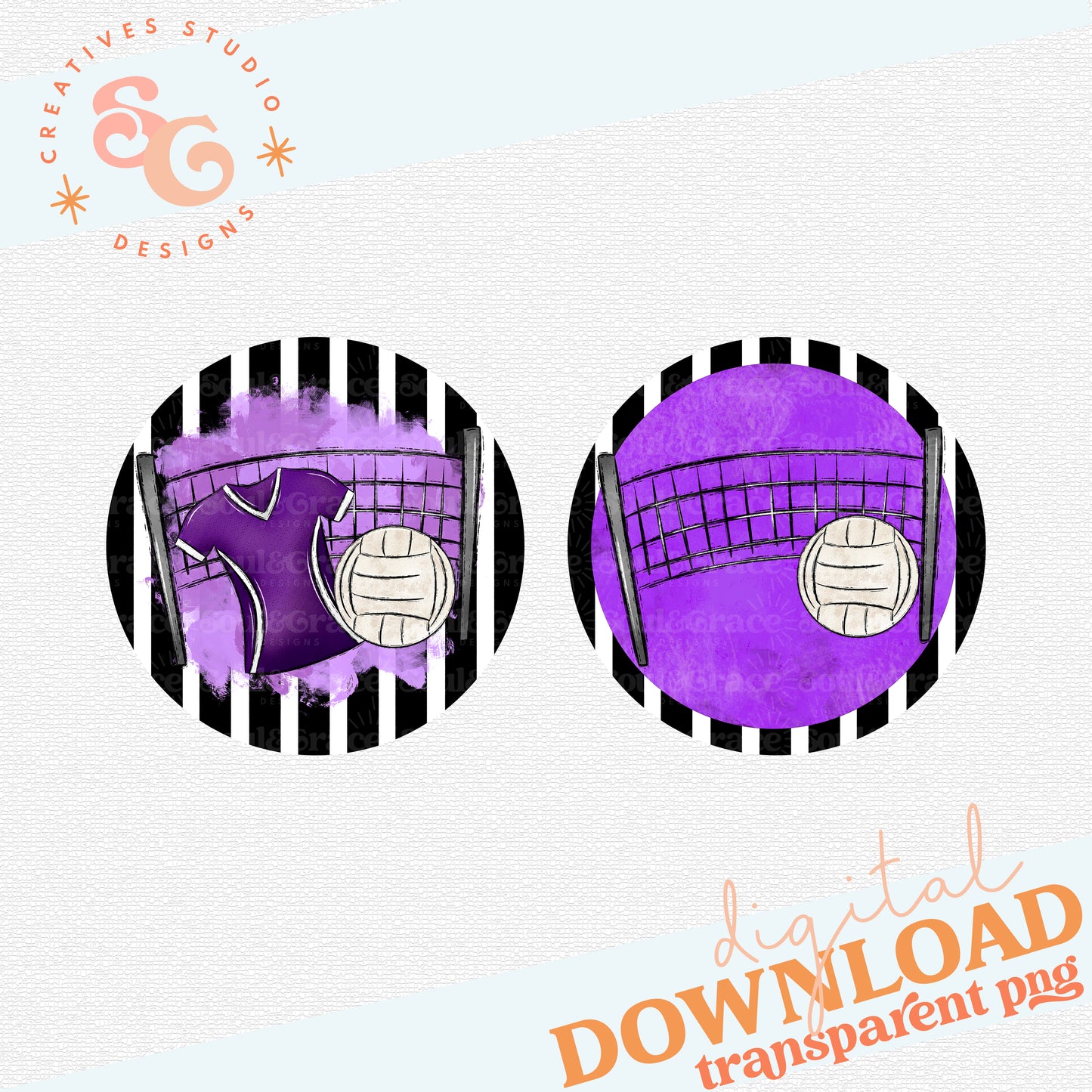 Volleyball Bag Tag - Door Hanger - Ornament - Purple