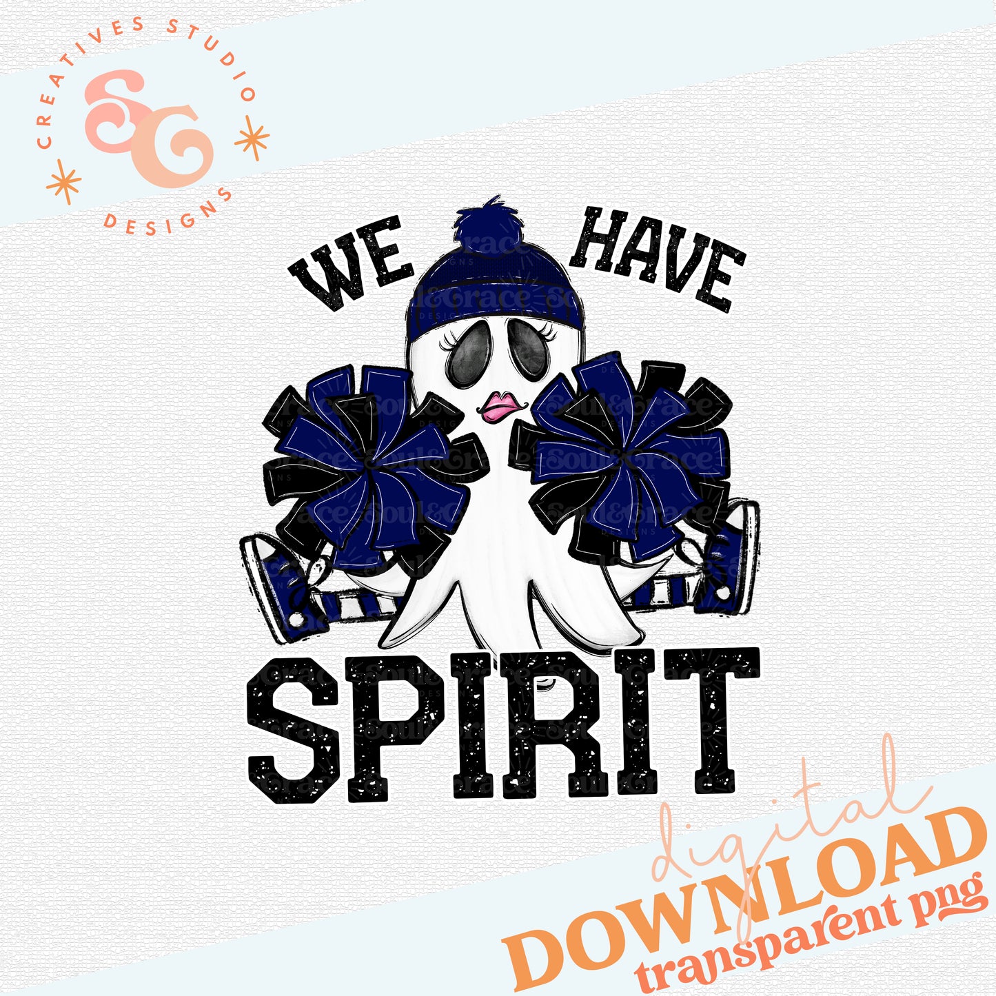 WE HAVE SPIRIT GHOST CHEERLEADER NAVY