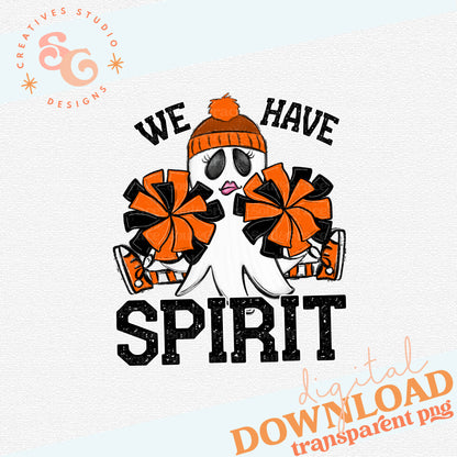 WE HAVE SPIRIT GHOST CHEERLEADER ORANGE