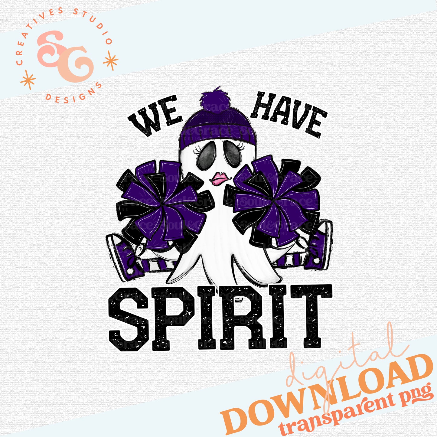 WE HAVE SPIRIT GHOST CHEERLEADER PURPLE
