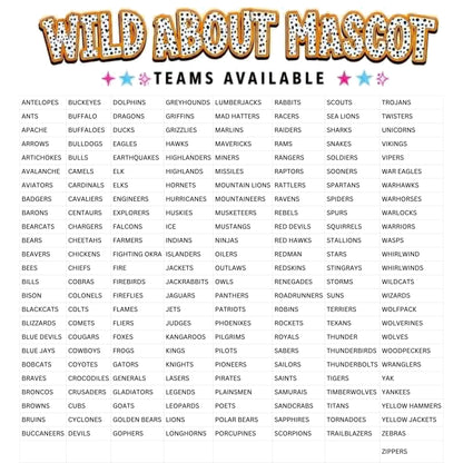 WILD ABOUT FOOTBALL MASCOT - CHOOSE YOUR MASCOTS 201 AVAILABLE