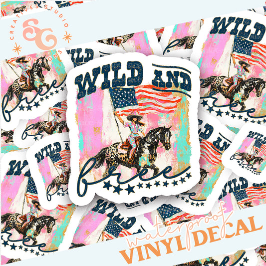 WILD AND FREE COWGIRL STICKER VINYL DECAL