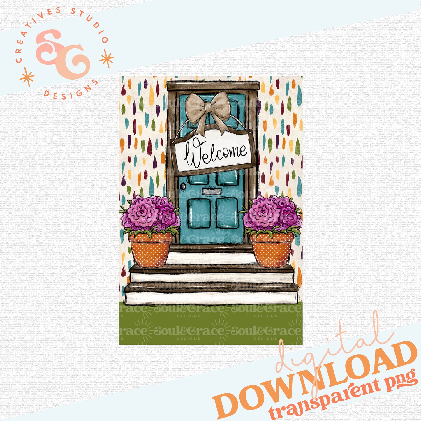 Welcome Door with Flowers Garden Flag