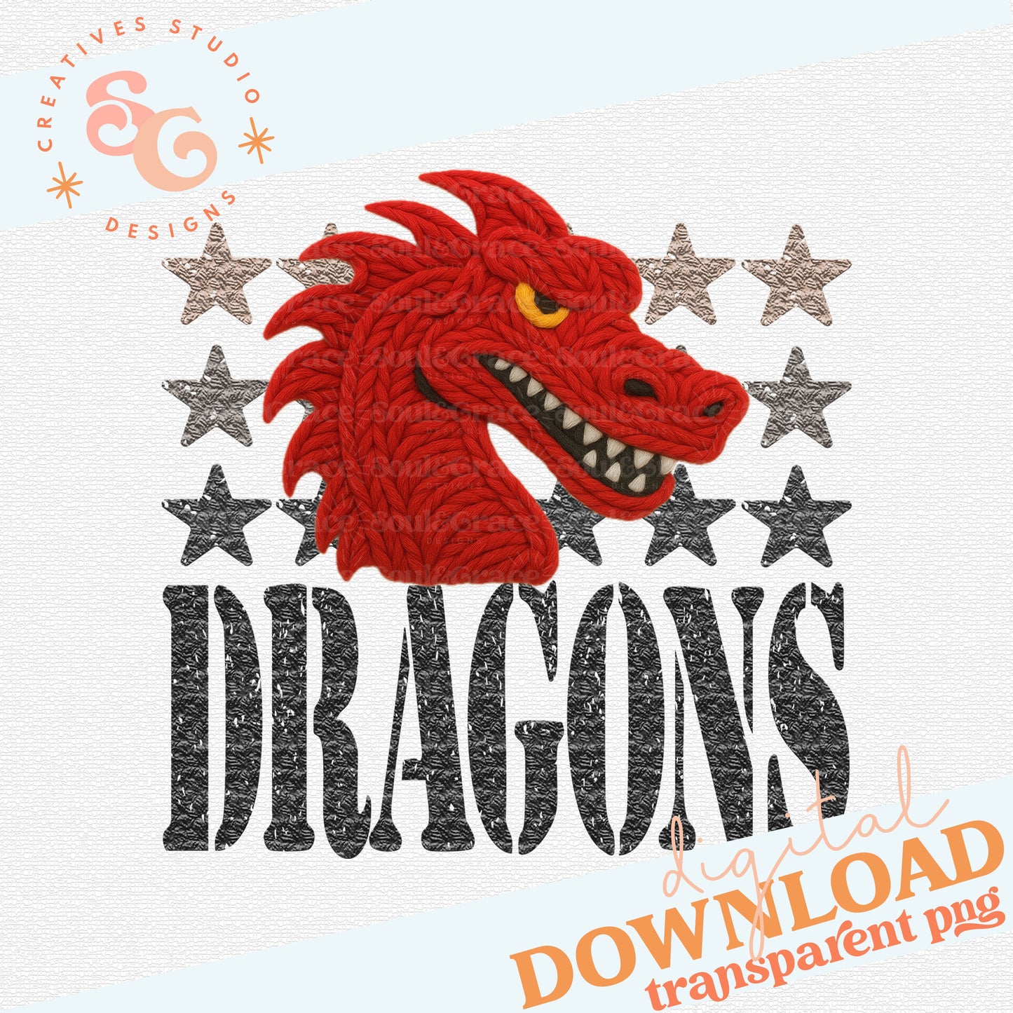 YARN MASCOTS DRAGONS RED