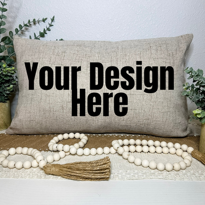 Khaki Horizontal Pillow Mock Up and PSD File