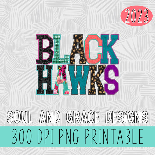 Black Hawks Faux Applique