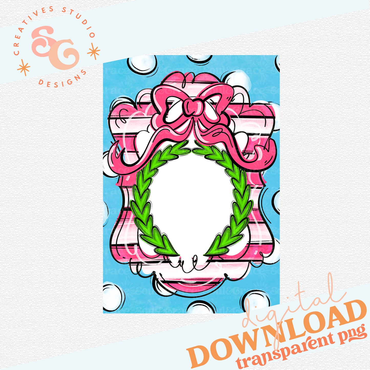 BRIGHT PINK AND BLUE MONOGRAM FRAME GARDEN FLAG