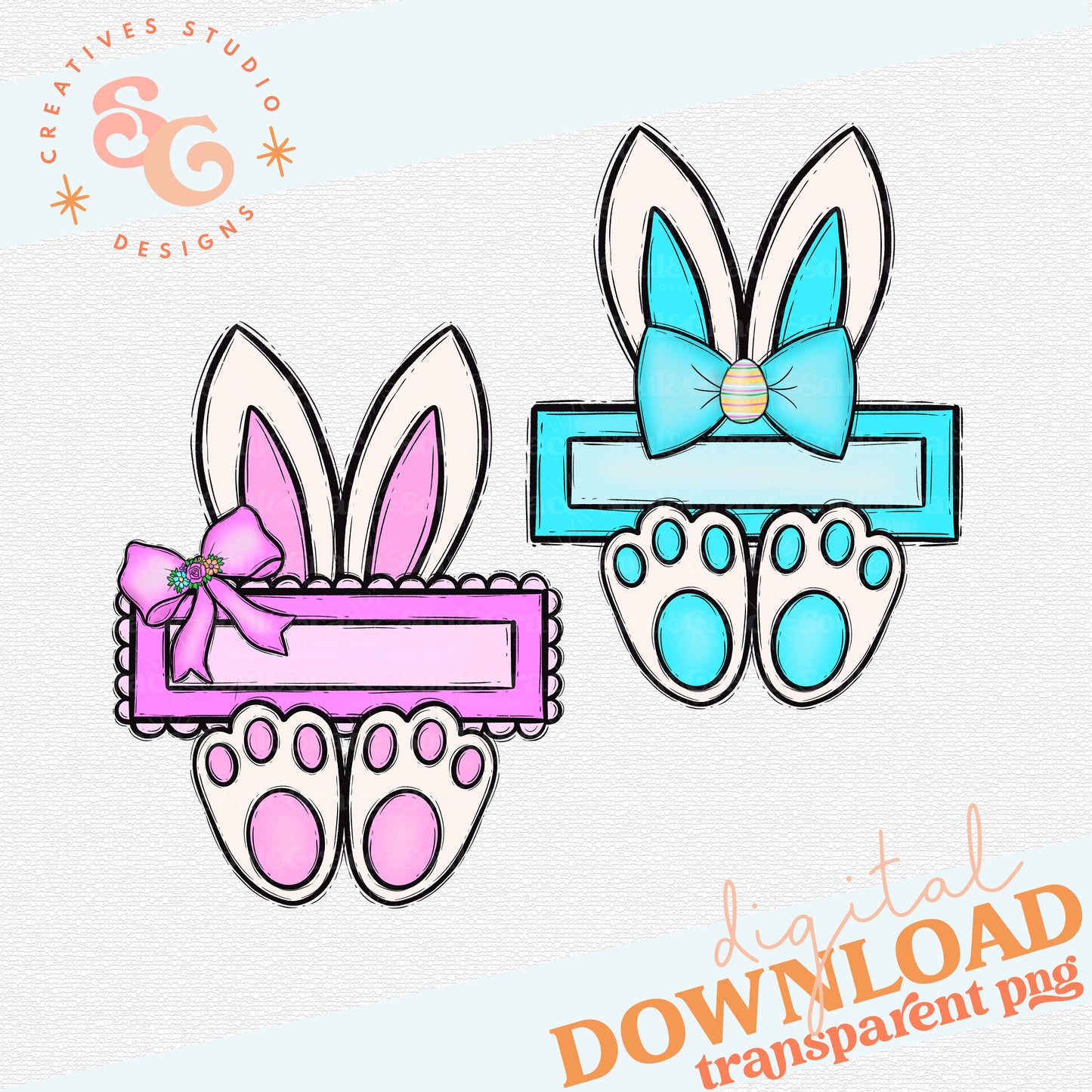 EASTER BUNNY NAME PLATES - SET OF TWO