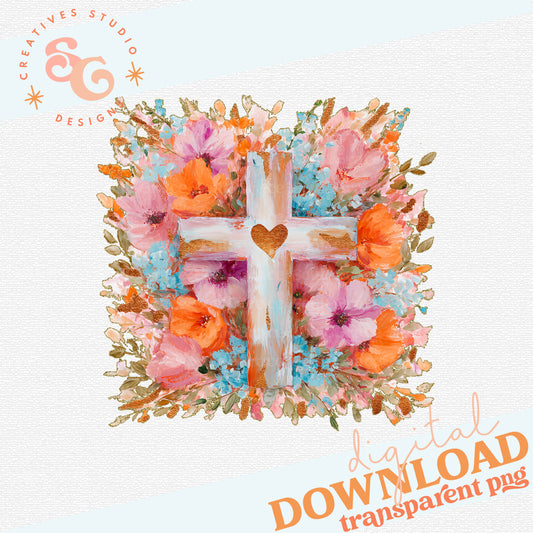 CROSS WITH FALL FLOWERS