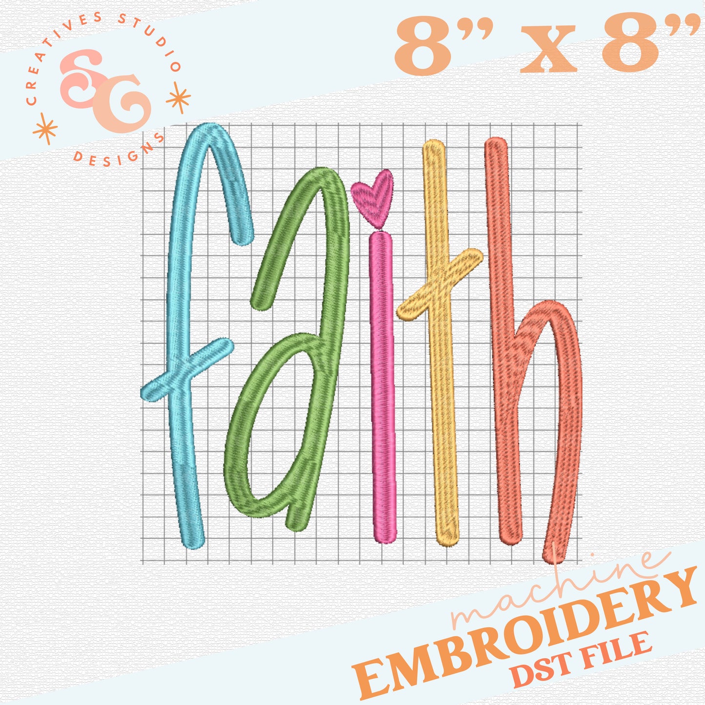 FAITH LETTERING MACHINE EMBROIDERY FILE 8" WIDE  [DST FORMAT]