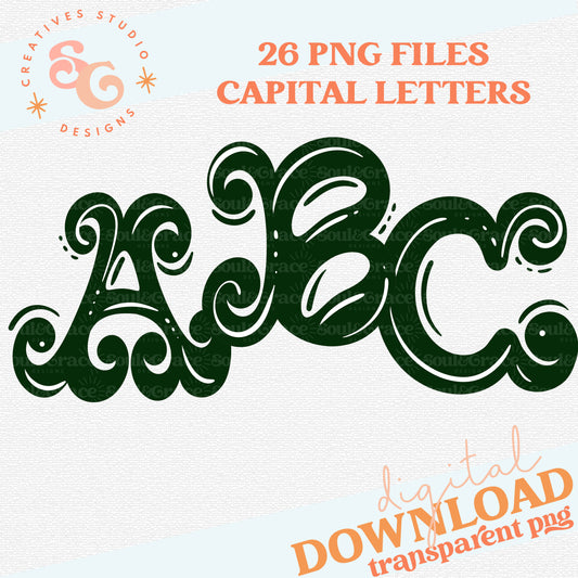 FANCY ALPHABET DARK GREEN