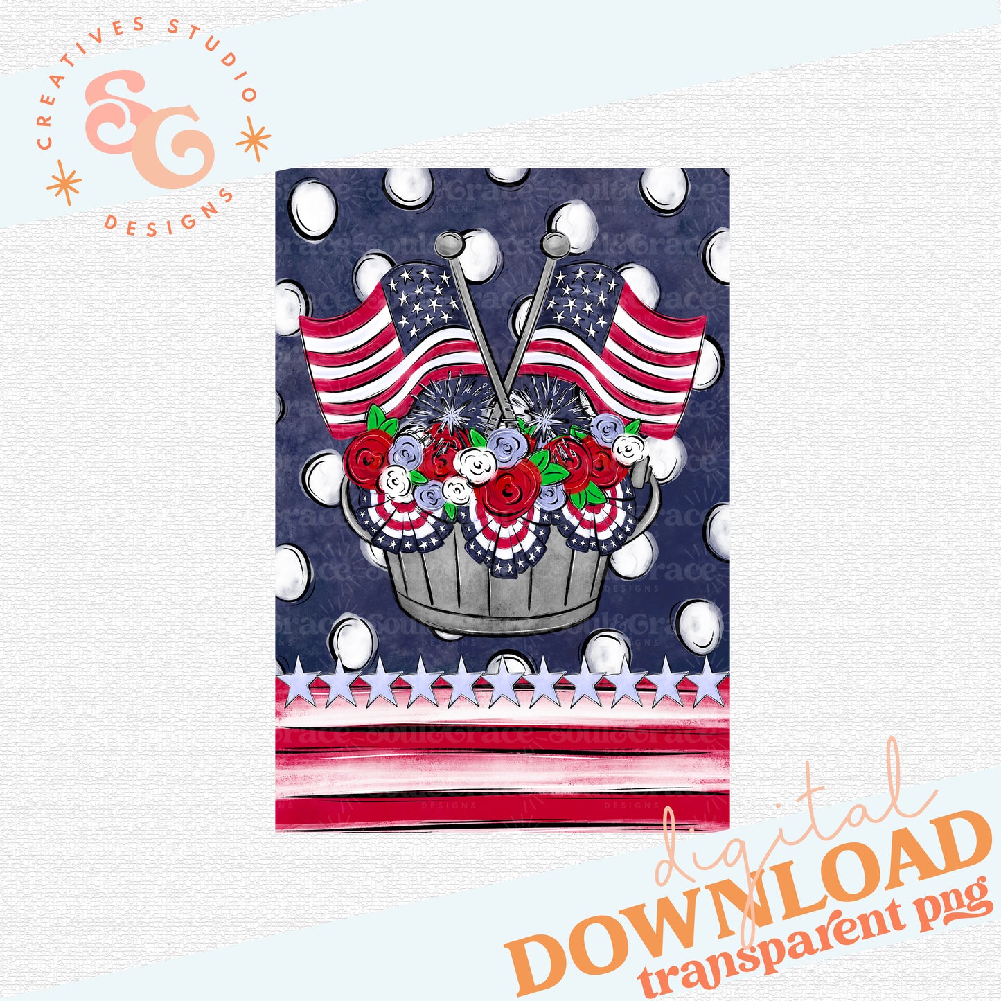 PATRIOTIC FLAGS AND FLOWERS GARDEN FLAG