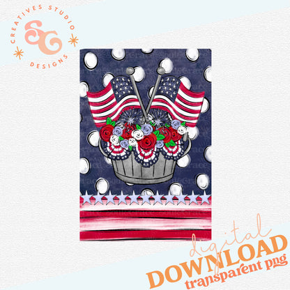 PATRIOTIC FLAGS AND FLOWERS GARDEN FLAG