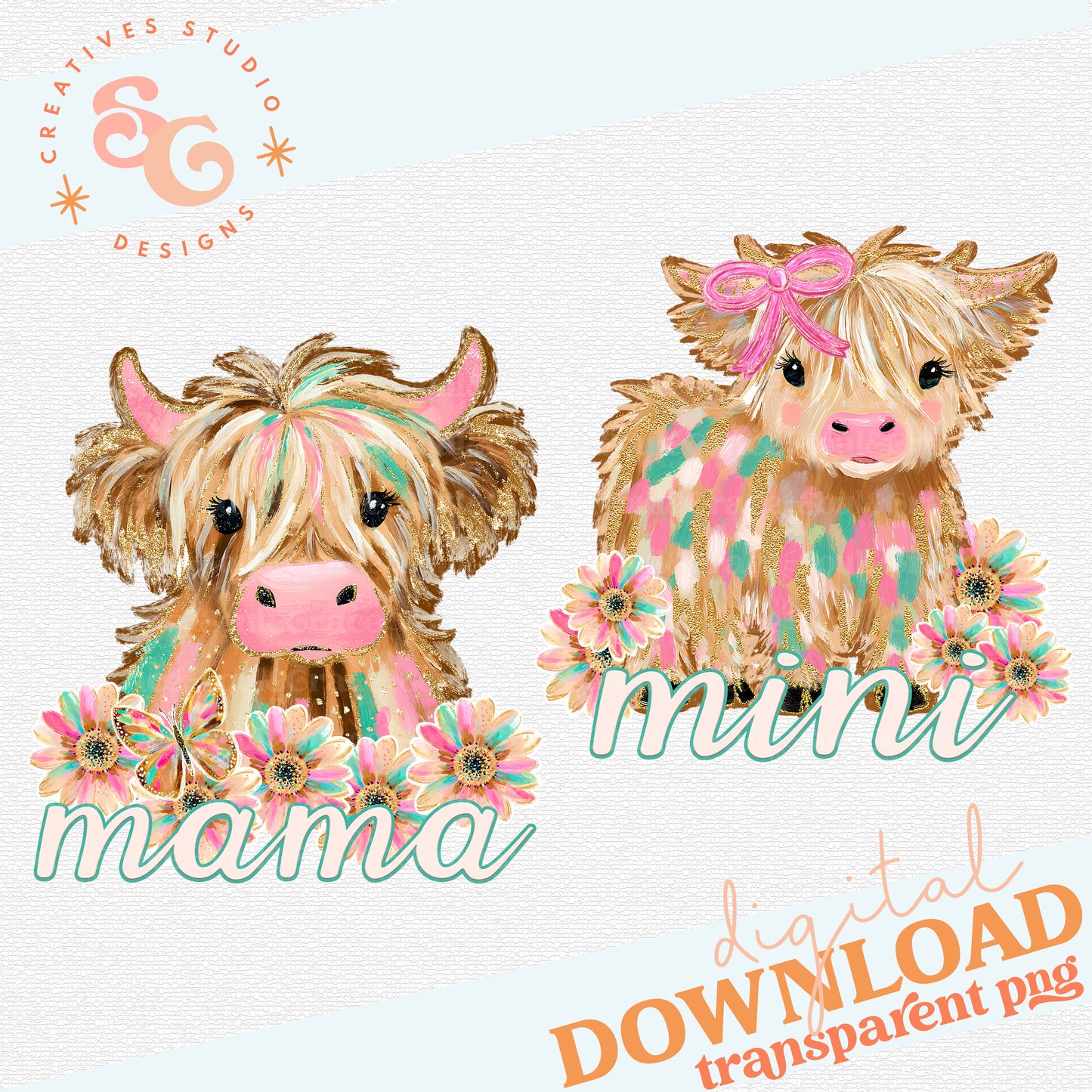 MAMA AND MINI HIGHLAND COW SET