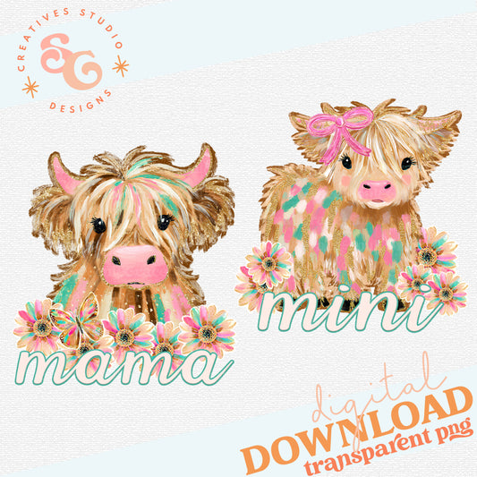 MAMA AND MINI HIGHLAND COW SET