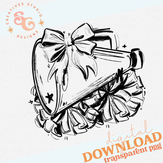 SKETCHY CHEER MEGAPHONE WITH BOW