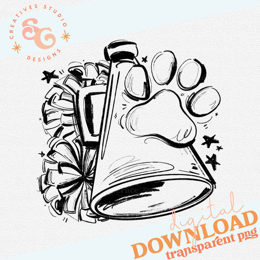 SKETCHY CHEER MEGAPHONE AND PAW