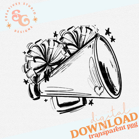 SKETCHY CHEER MEGAPHONE AND POMS