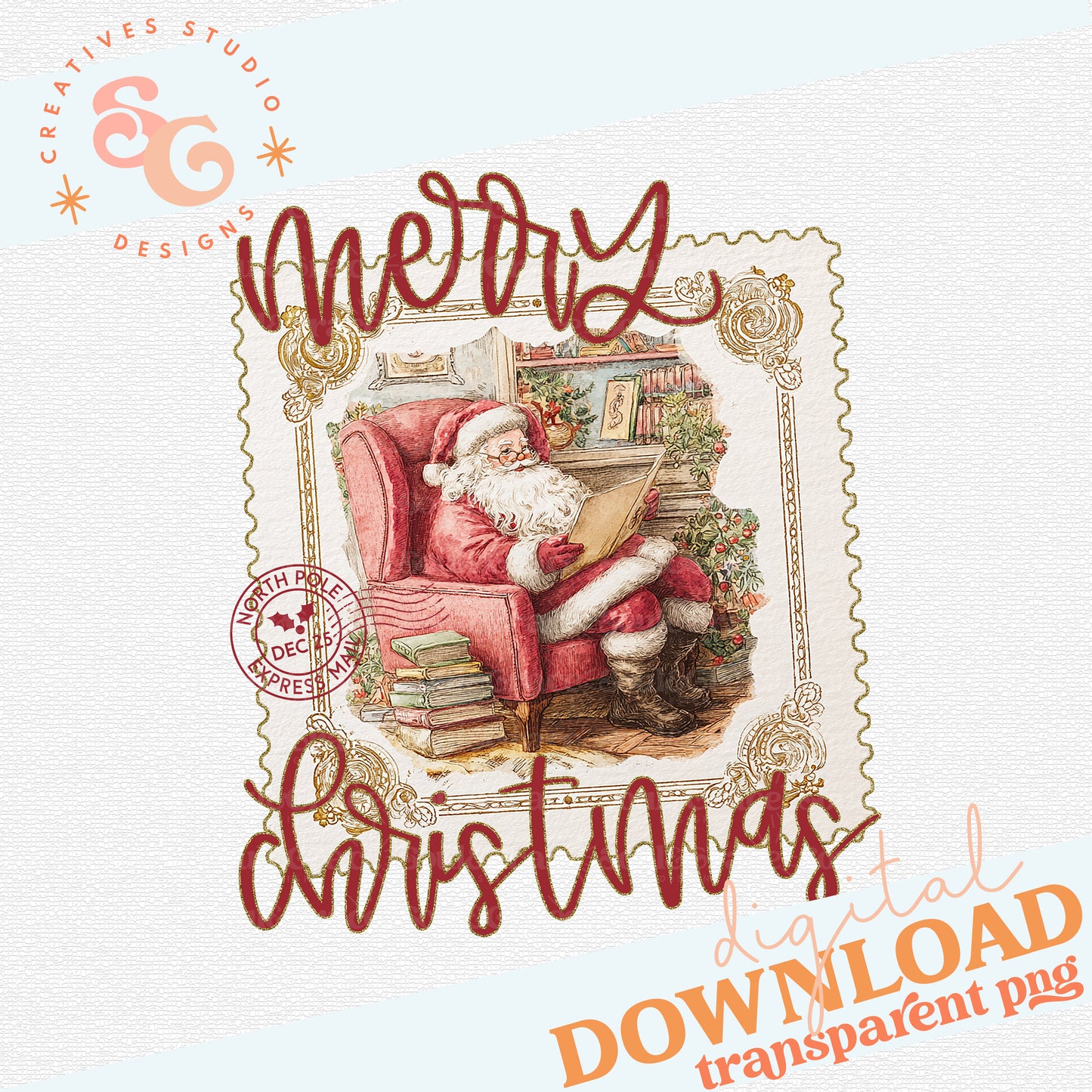 MERRY CHRISTMAS POSTAGE STAMP