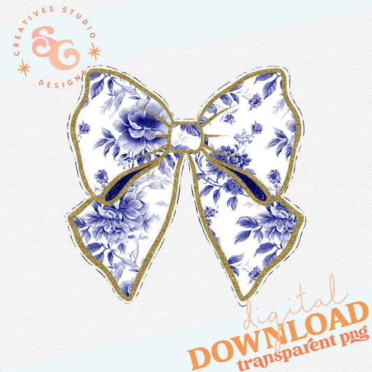 Navy Toile Coquette Bow