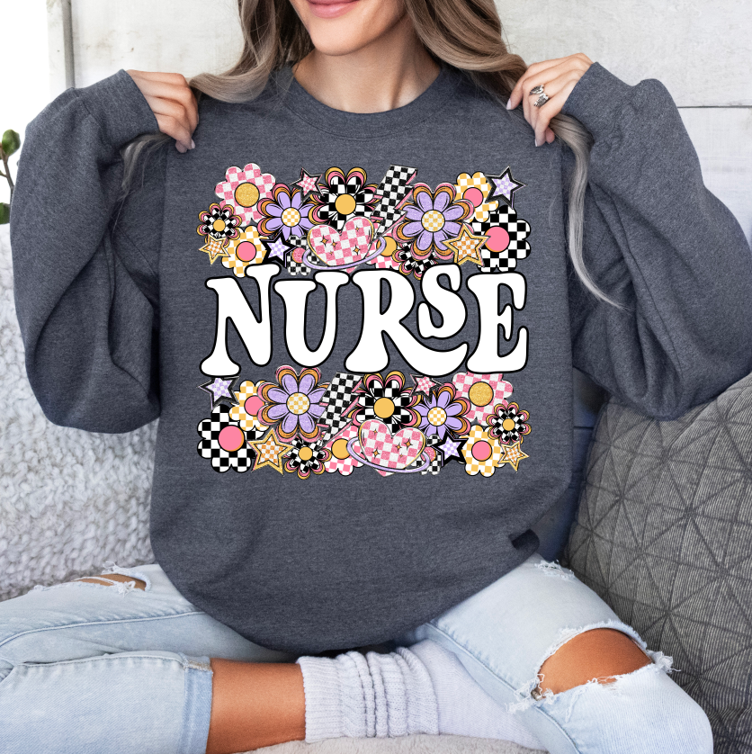 Funky Flowers Words NURSE