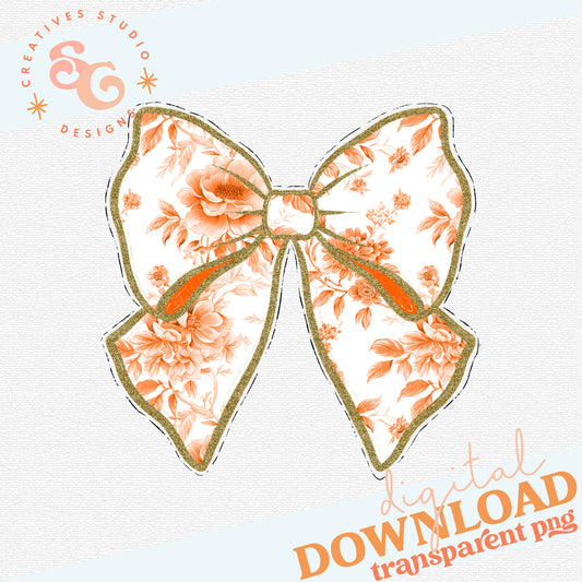 Orange Toile Coquette Bow